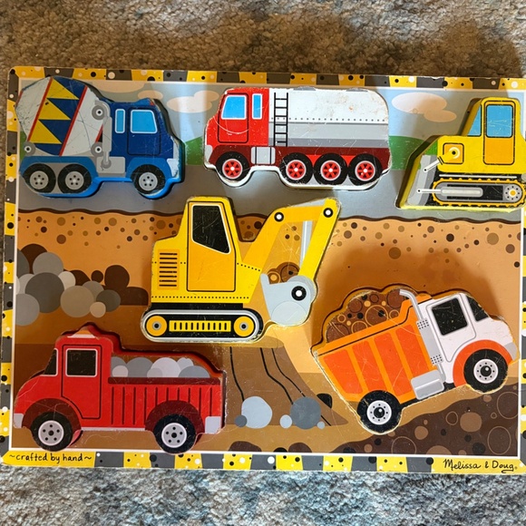 TWO Melissa & Doug Cars & Trucks Handcrafted Puzzle - Picture 2 of 2